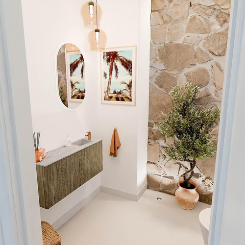 Mondiaz JOYA-DLUX 90cm toiletmeubel - kleur Dusk - Wastafel FAYE positie Rechts 1 kraangat kleur Glace. SW1423173