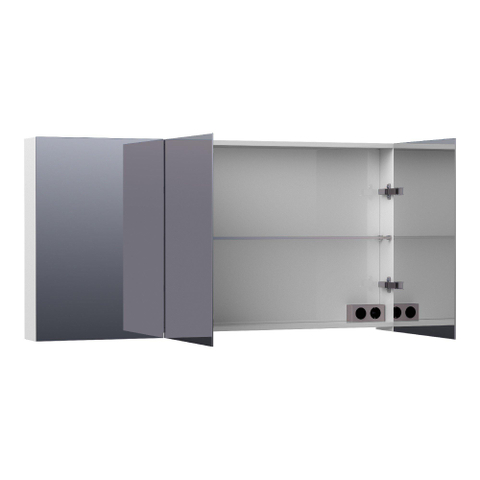 BRAUER Impress spiegelkast – 139x70x15 cm – 3 deuren, dubbelzijdige spiegeldeuren – Wit hoogglans SW392953