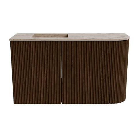 Mondiaz JOYA-DLUX 71.6cm toiletmeubel - ronding rechts kleur Walnut - Wastafel FAYE positie Links Zonder kraangat kleur Arena. SW1424356