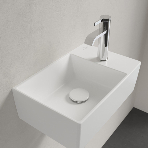 Villeroy & Boch memento 2.0 fontein onderzijde - geslepen - 40x26cm - zonder overloop - 1 kraangat CeramicPlus - Stone White (mat wit) SW358484
