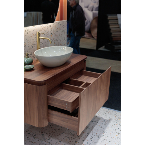 Royal Plaza Terra Meuble sous-lavabo - 100cm - 2 tiroirs - coins arrondis - châtaignier (noyer) SW1174100