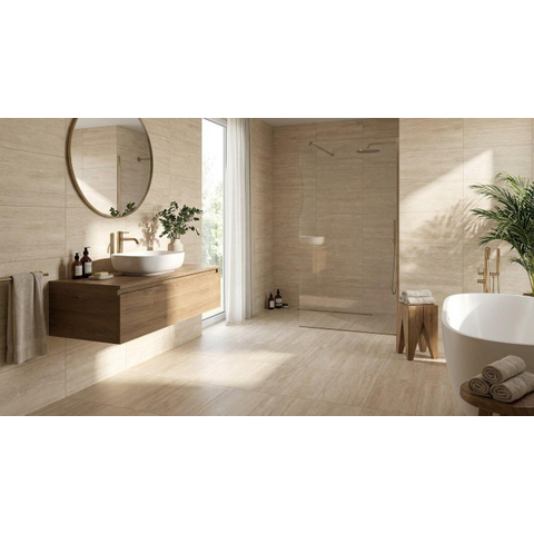 Terravito Aurano wand- en vloertegel - 29.5x59.5cm - 8.7mm - Rechthoek - gerectificeerd - Natuursteen look - mat beige - Naturel SW1595608