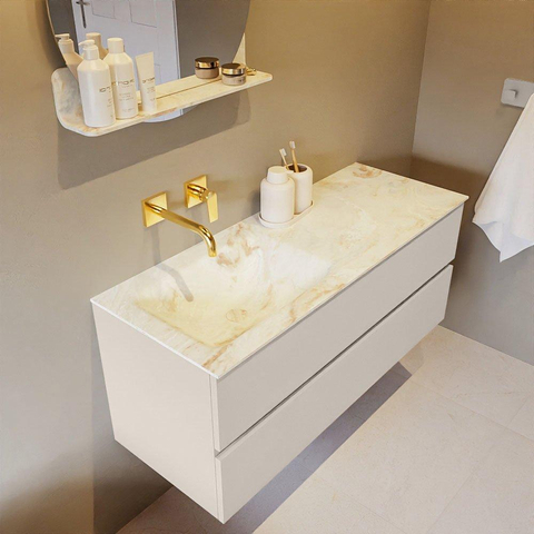 MONDIAZ VICA-DLUX Ensemble meuble de salle de bains - 120cm - meuble bas linen - 2 tiroirs - lavabo encastré cloud gauche - sans trous de robinet - version hauteur 60cm - frape SW1088983