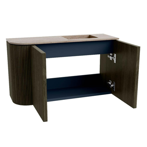 Mondiaz JOYA-DLUX Meuble de toilette 71,6cm - arrondi gauche couleur Shadow - Lavabo FAYE position Droite 1 trou de robinet couleur Saba SW1425137
