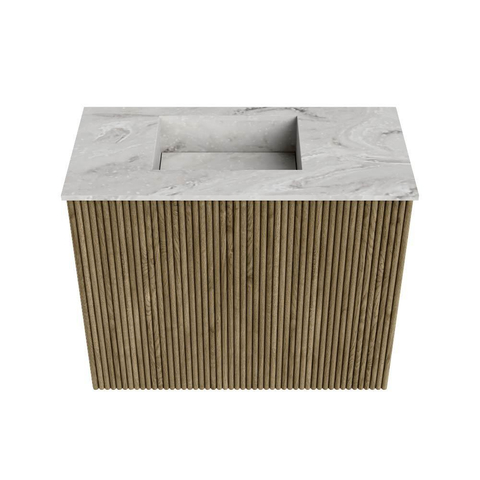 Mondiaz JOYA-DLUX 50cm toiletmeubel - kleur Dusk - Wastafel FAYE positie Links 1 kraangat kleur Glace. SW1426220