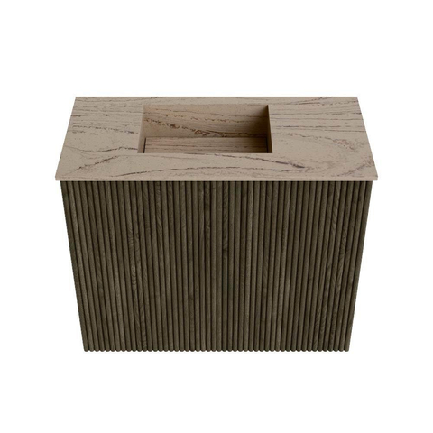 Mondiaz JOYA-DLUX 50cm toiletmeubel - kleur Shadow - Wastafel FAYE positie Links 1 kraangat kleur Arena. SW1424786