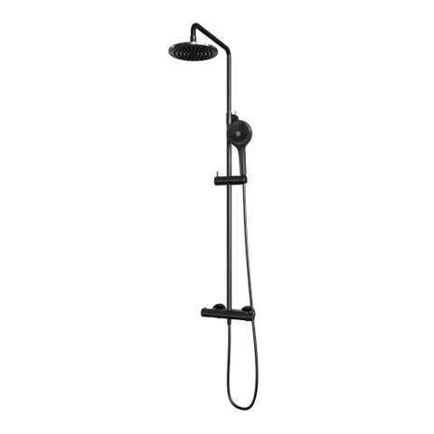 Brauer Gunmetal Edition Ensemble de douche pluie à poser - douche principale 20 cm - glissière - douchette ronde 3 positions - boutons lisses - PVD - gunmetal brossé SW1164694