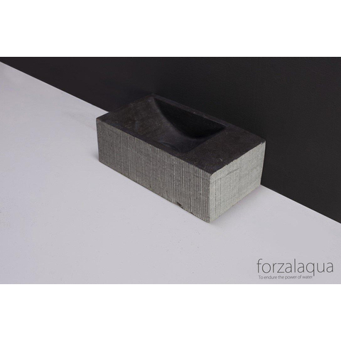 Forzalaqua Venetia fonteinbak 40x22x10cm wasbak Links 0 kraangaten Natuursteen Hardsteen gezoet & gefrijnd TWEEDEKANS OUT14464