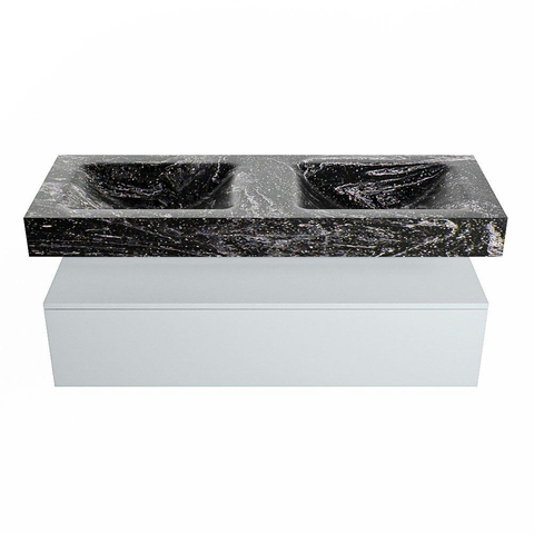 Mondiaz ALAN-DLUX Ensemble de meuble - 130cm - meuble Clay mat - 1 tiroir - Lavabo Cloud Lava suspendu - vasque Gauche et droite - 0 trous de robinet SW808734
