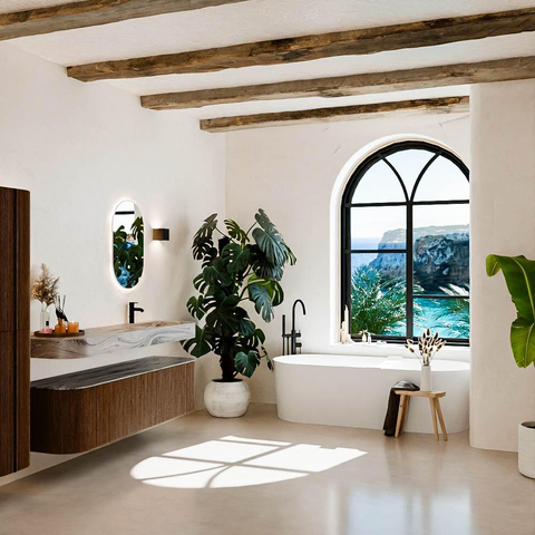 MONDIAZ THOR-DLUX 170cm badmeubel ronding links + rechts kleur Walnut met 1 lade en 2 deuren. Vrijhangende wastafel CLOUD Rechts 1 kraangat kleur Sombra. SW1465851
