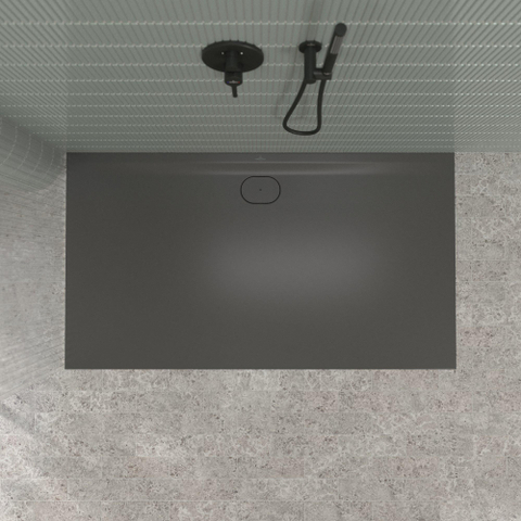 Villeroy & Boch Ecora douchebak - 180x100x3.5cm - afvoer lange zijde - anthracite (antraciet) SW1558904