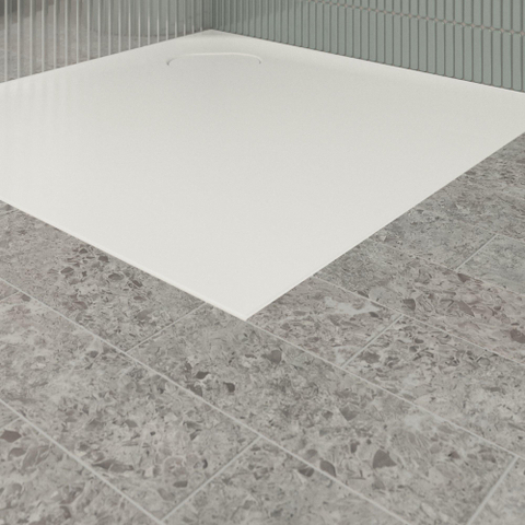 Villeroy & Boch Ecora douchebak - 80x80x3.5cm - hoekafvoer - stone white (wit) SW1558938