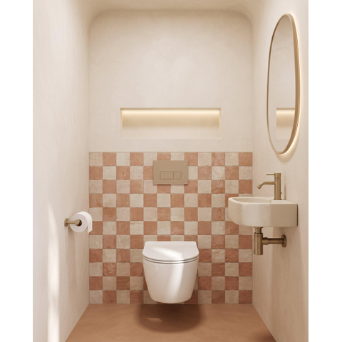 QeramiQ Dely Pack WC - 36,3x51,7cm - à fond creux - sans bride - réservoir encastré Geberit UP320 - abattant WC softclose 35 mm - plaque de déclenchement taupe - boutons rectangulaires - blanc brillant SW1222085