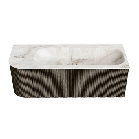 Mondiaz KURVE-DLUX Ensemble de meuble de salle de bains - 125x46x40cm - 1 tiroir - 1 porte - lavabo solid surface - droit - 1 trou de robinet - Shadow SW1414412