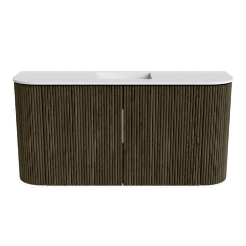 Mondiaz JOYA Meuble de toilette 83,2cm - arrondis gauche et droite couleur Shadow - Lavabo FAYE position Milieu 1 trou de robinet couleur Talc SW1421476
