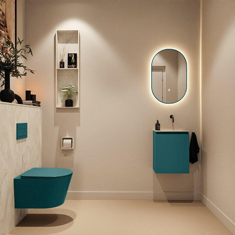 MONDIAZ TURE-DLUX meuble de toilettes 40cm Smag. EDEN lavabo Ostra position à droite. Sans trou de robinet. SW1105095