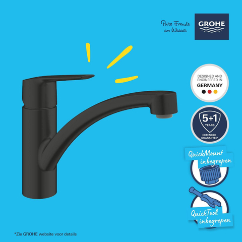 Grohe Start Keukenkraan - 1-gats - voorsprong 22.7cm - matte black (mat zwart) SW924871