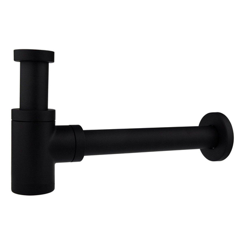 Fortifura Calvi Ensemble robinet pour lave-mains - robinet de lave-mains sur plage - haut - bonde always open - siphon design - Noir mat SW1592649