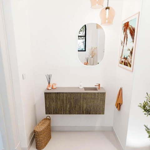 Mondiaz JOYA-DLUX 100cm toiletmeubel - kleur Dusk - Wastafel FAYE positie Rechts 1 kraangat kleur Saba. SW1426070