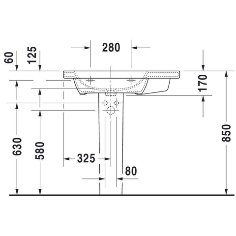 Duravit Durastyle Meubelwastafel asymmetrisch - met 1 kraangat links - 80x48cm - met wondergliss - wit SW54162