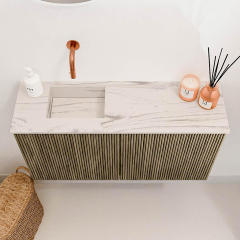 Mondiaz JOYA-DLUX 80cm toiletmeubel - kleur Dusk - Wastafel FAYE positie Links Zonder kraangat kleur Nata. SW1425910