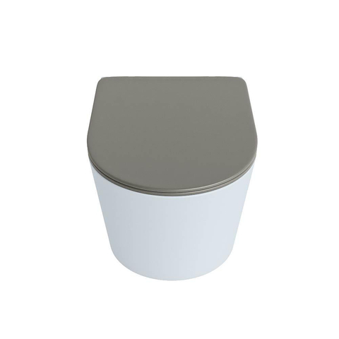 Mondiaz LAVIE hangtoilet – spoelrandloos – 36 x 53 cm – met softclose zitting – Clay (lichtblauw/grijs), zitting Smoke (lichtbruin) SW1208726