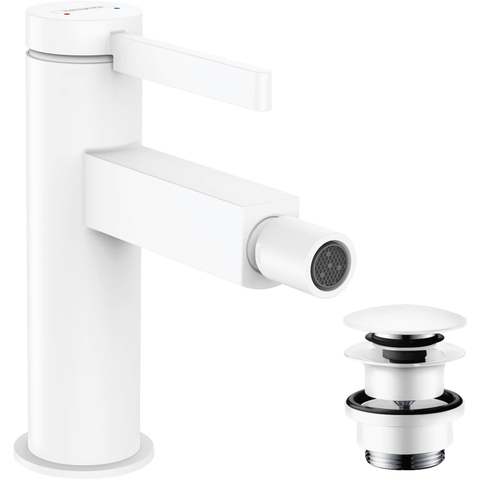 Hansgrohe Finoris Eengreeps bidetkraan - met afvoerplug - mat wit SW651446