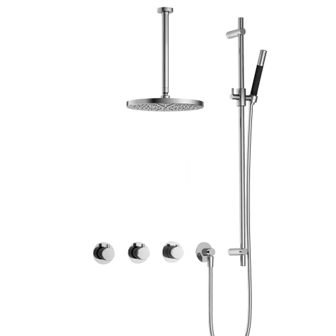 Hotbath Cobber IBS70 Regendoucheset - inbouw - 30cm plafondarm - 30cm ronde hoofddouche - staafhanddouche - glijstang - hoogglans chroom SW677953