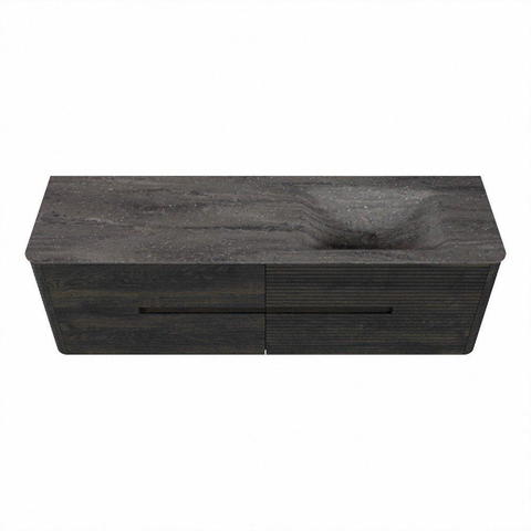 Mondiaz CIRO-DLUX Badkamermeubelset - 160x45x50cm - Solid surface wastafel Oza - 1 wasbak Rechts - zonder kraangaten - 4 lades - Shadow SW1532683