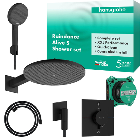 Hansgrohe Raindance alive S - inbouw set - 300 - 1jet iBox universal - 2 - thermostaat - mat zwart SW1388533