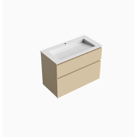 Mondiaz XABI Badkamermeubelset - 90x60x45cm - 2 lades - wastafel AVON talc - midden - 1 kraangat - sand SHOWROOMMODEL SHOW26859