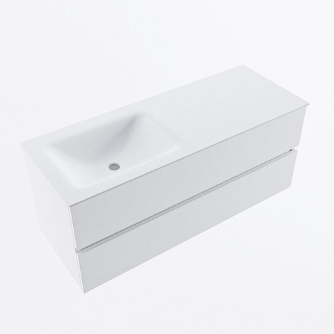 MONDIAZ VICA Meuble de salle de bains 120cm sous-vasque Talc 2 tiroirs. Lavabo CLOUD gauche sans trou de robinet, couleur Talc. SW1381896