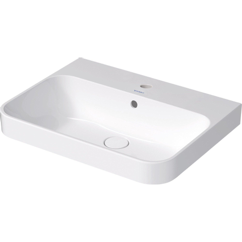 Duravit Happy D.2 Plus opbouwwastafel - met kraangat - met overloop - 60x46cm - met keramisch push-open ventiel - wit SW297030