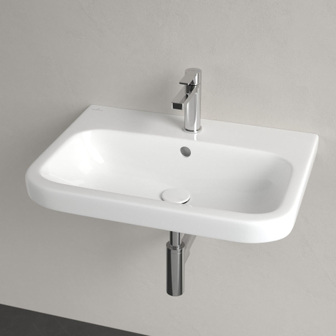 Villeroy & Boch Architectura wastafel - 65x47cm - 1 kraangat - met overloop onderkant - geslepen CeramicPlus - White Alpine (glans wit) SW29521