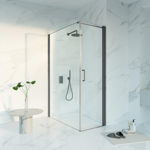 Fortifura Galeria Douchecabine - 60x140x200 - Profiel veiligheidsglas - antikalk - PVD - geborsteld gunmetal (antraciet) SW1444094