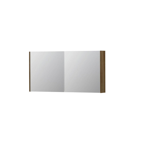 INK SPK1 Spiegelkast - 120x14x60cm - 2 deuren - dubbelzijdige Spiegel - schakelaar en stopcontact - eiken Massief eiken Ash grey SW493791