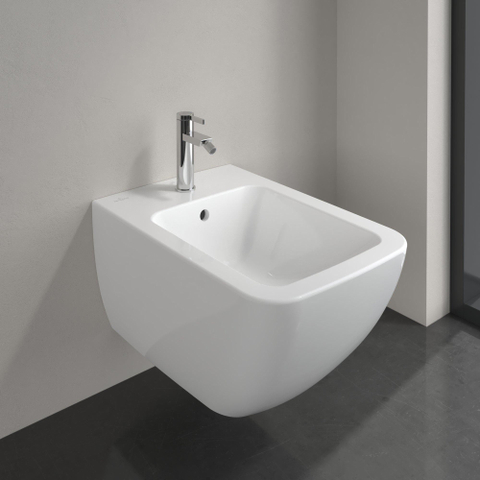Villeroy & Boch venticello wandbidet - met 1 kraangat - 37.5x56cm - met overloop - White Alpine (glans wit) 1025162