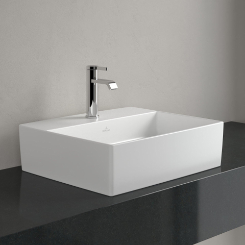 Villeroy & Boch memento 2.0 opzetwastafel - 50x42cm - met 1 kraangat - zonder overloop CeramicPlus - Stone White (mat wit) SW209586