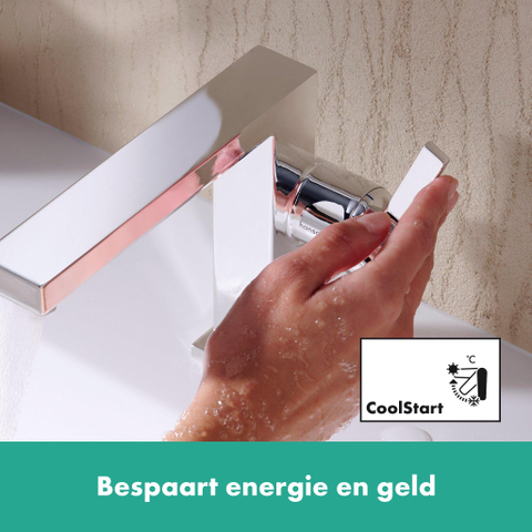 Hansgrohe Tecturis E Eengreeps wastafelkraan - 110 Fine - coolstart - met PopUp - trekwaste - hoogglans chroom SW918530
