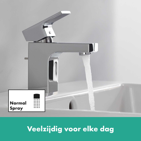 Hansgrohe Vernis Shape 1 greeps wastafelkraan - 70 zinc - met trekwaste - hoogglans chroom SW651645