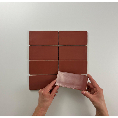 ÉCHANTILLON Terravito Galeno carreau mural - 7.5x15cm - 8.5mm - Rectangle - Rouge mat SW736192