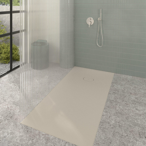 Villeroy & Boch Ecora douchebak - 160x80x4.5cm - afvoer korte zijde - almond (beige) SW1558989