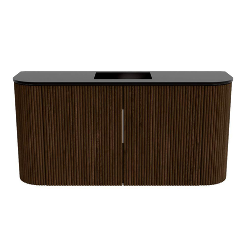 Mondiaz JOYA 83.2cm toiletmeubel - ronding links en rechts kleur Walnut - Wastafel FAYE positie Midden Zonder kraangat kleur Urban. SW1421382