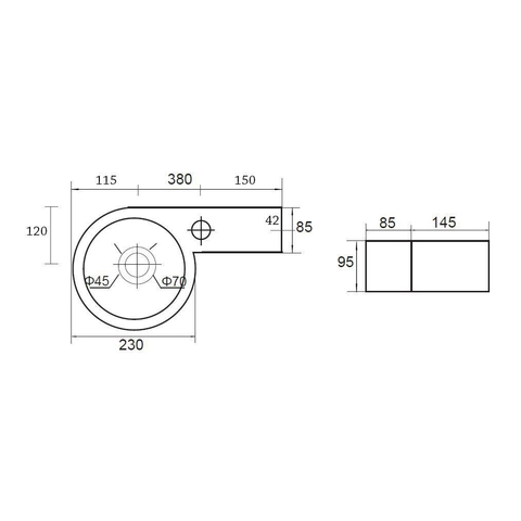 Best Design Class lave-mains - 38x23x9.5cm - trou de robinet à droite - blanc SW9984