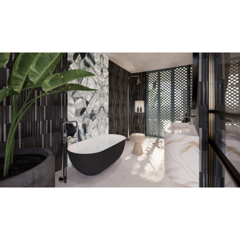 The Mosaic Factory Sevilla mozaïektegel - 30x30cm - 8mm - mat porselein carbon shades of gray (antraciet) SW1015077