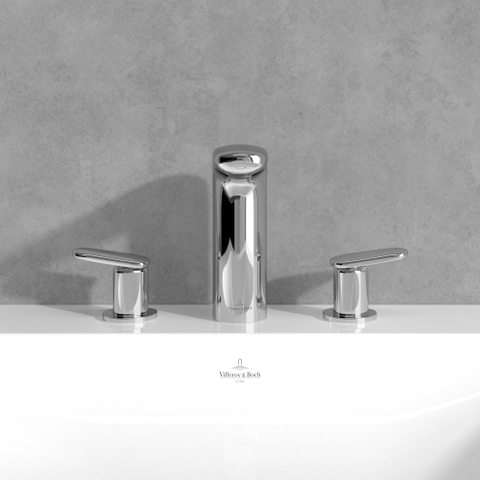Villeroy & Boch Antao 3 gats wastafelmengkraan - met push open plug - hoogglans chroom SW974134