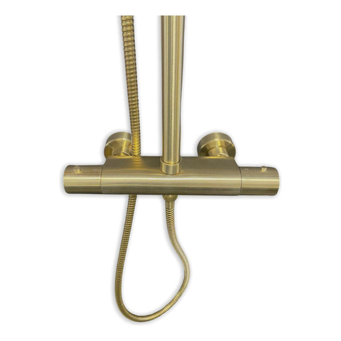 Wiesbaden Caral Thermostatische regendoucheset - opbouw - PVD - geborsteld messing (goud) SW373304