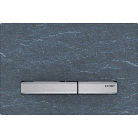Geberit Sigma50 bedieningsplaat - 2-toets spoeling - vierkant - chroom/Schiefer - structuur leisteen mustang (grijs) SW259163