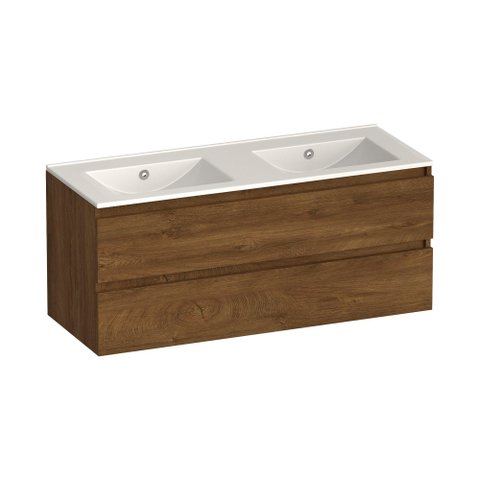 Brauer Core Series badkamermeubelset - 120x45x52cm - wastafel Frost - forest cacao SW1601160