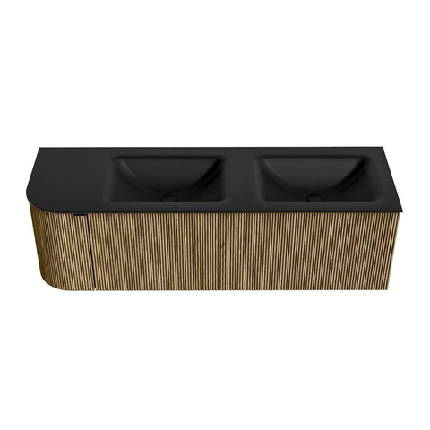 Mondiaz KURVE Badkamermeubelset - 145x46x40cm - 1 lade - 1 deur - wastafel solid surface - dubbel / rechts - zonder kraangat - Dusk SW1414828